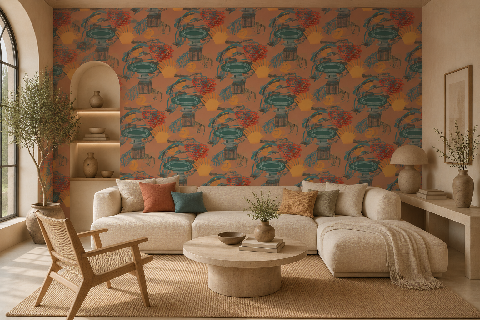 Papel pintado con patrón decorativo